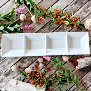 ACTUAL talíř obdélníkový dělený, bílý, G. Benedikt 1882